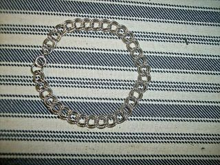 Vintage Sterling Silver Double Link Starter Charm Bracelet