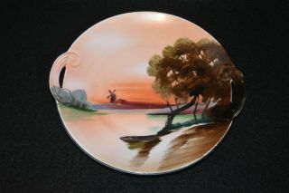 Vintage Noritake Hand Painted Made In Japan Double Handle Plate 7 1/4 "