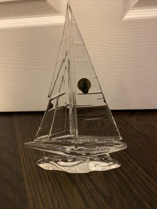 Waterford Crystal Sailboat Sculpture 9 " H Riding The Waves Made In Ireland
