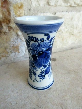 Vintage Hand Painted Holland Ceramic Delft Blue 4 " Bud Vase Blue/white Floral