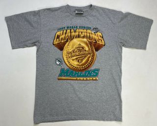 Vintage Nutmeg Florida Marlins Mlb World Series Champions 1997 Men T - Shirt Large