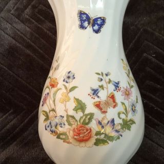 Aynsley Flower Vase Cottage Garden Spiral 6” Flowers and Butterflies 3