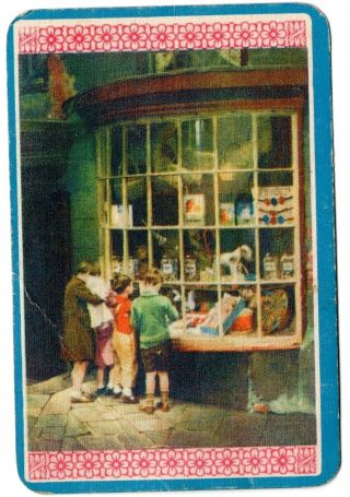 Woolworths Kids At The Toy Shop Deco Swap Card Vintage Playing Card Blank Back