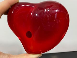 Signed Tiffany & Co Elsa Peretti Crimson Red Art Glass Heart Paperweight Figure
