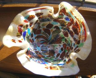 Vintage Murano Art Glass Tutti Fruitti Bowl/centrepiece End Of Day Vgc