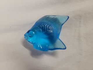 Lalique France Turquoise Blue Crystal Poisson Fish Figurine