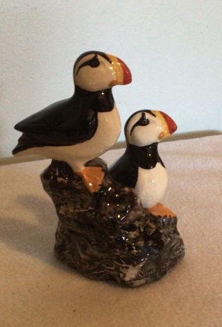 Ceramic Puffins,  Hand Painted,  Made In Alaska