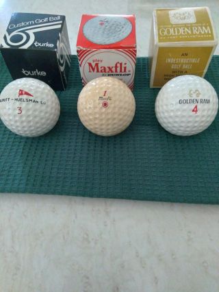 Three Vintage Golf Balls In Individual Boxes