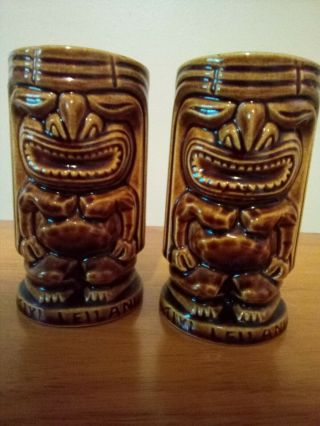 Vintage Mid Century Tiki Leilani Ceramic Totem Tumbler/mugs Luau Barware