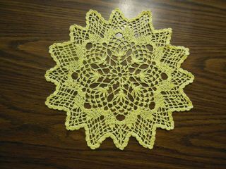 Vintage Yellow 12 " Hand Crochet Doily