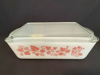Vintage Pyrex Pink Gooseberry 1.  5 Qt.  Refrigerator /casserole 0503 & Ribbed Lid
