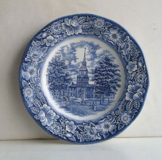 Vintage Staffordshire Ironstone Liberty Blue Independence Hall Dinner Plate 10 "