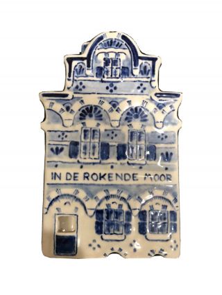 Delft Blue Holland Dutch Ceramic House Figurine Tea Light Candle Holder Cb1957