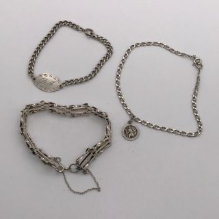 Lovely Vintage Sterling Silver Lady’s Bracelets X 3 -