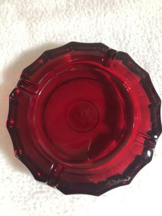 Vintage Ruby Red Heavy Glass Ashtray Embossed Us Seal 5.  25 "