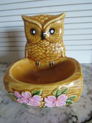 Vintage Owl Ceramic Soap Or Trinket Dish - Made In Japan