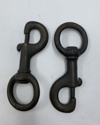 Two Vintage Ludell Brass Swivel Snap Hooks 4.  75  Italy Sailing