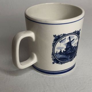 Vintage Delft Blue Tea Coffee Cup Mug Holland,  Hand Painted Windmill,  2 3/4 " H