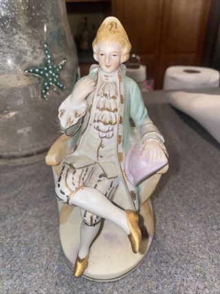 Vintage Porcelain Figurine Victorian Hand Painted Made In Occupied Japan