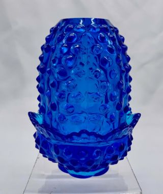 Vintage Fenton Cobalt Blue Hobnail Fairy Lamp