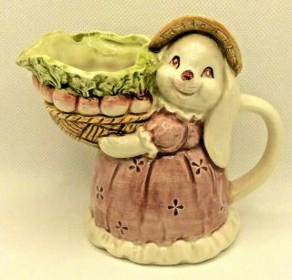 Vintage Otagiri Creamer Mrs.  Bunny Cottage Farmhouse Rabbit Creamer Euc