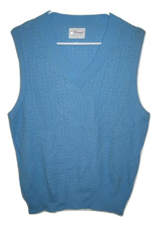 Vintage Donegal Cardigan Sweater Vest Mens Blue Cable Knit Size L Large