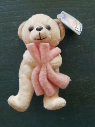 Vintage Snuggle Bear Plush With Pink Blanket And Tags.