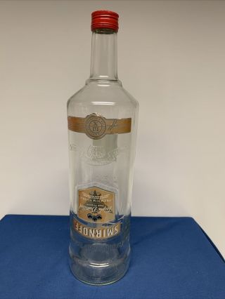 Vintage Smirnoff Vodka Embossed Large 3l 17 " Empty Optics Bottle Money Box