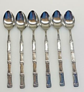 Vintage Oneida Northland Stainless Steel Bamboo Flatware (6) Iced Tea Spoons