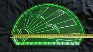 Art Deco Uranium Green Glass Sunray Large 14 " Tray By Sowerby & Co.  C.  1933