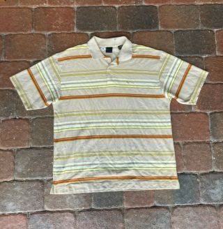 Vintage Karl Kani Gold Polo Shirt Adult 2xl Xxl Yellow Striped Collared 90s Wear