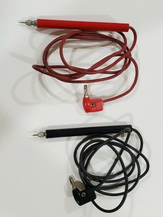 Vintage Vom/dvm Test Leads - Banana Plugs & Removable Tip Probes Red & Black