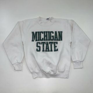 Vintage Michigan State Spartans Crewneck Sweatshirt Size S/m White Ncaa 90s