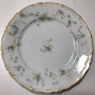 Antique Vintage Haviland Limoges France White With Blue Floral Dinner Plate