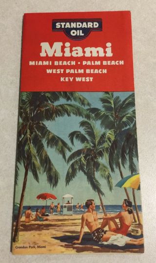 Vintage 1952 Standard Oil Map Of Miami And Vicinity