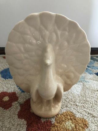 Vintage Mccoy? Usa Pottery Peacock Wall Pocket Vase White