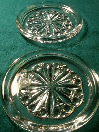 Pair 2 Baccarat Rosace Pattern Crystal Wine Bottle Coaster Plates Marked No Box