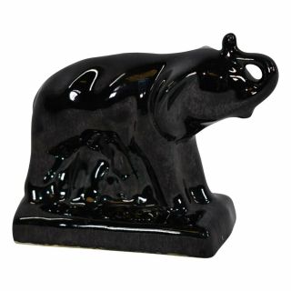 Vintage Van Briggle Pottery High Glaze Black Ceramic Elephant Figurine Statue