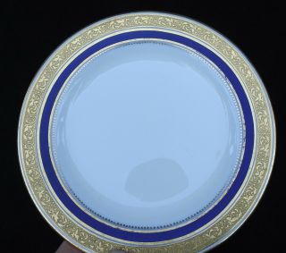 Brown Westhead Moore & Co.  Cauldon Salad Plates Cobalt Blue W/ Raised Gold L6228