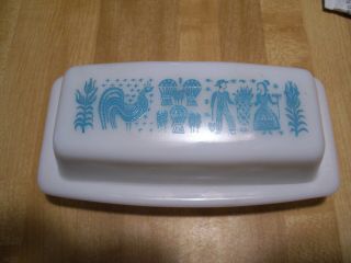 Rare " Pyrex Amish Print " Butter Dish With Lid
