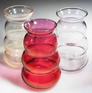 Dunbar Glass - Favor Vases (3) Iridescent Stains.