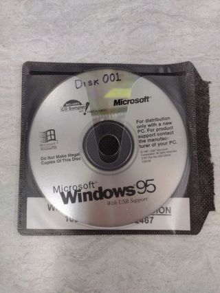 Vintage Microsoft Windows 95 Cd With Product Key Plus 95 Upgrade