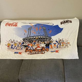 Vtg San Francisco Giants 1999 Candlestick Going - Away Party Towel Kmart Coca - Cola