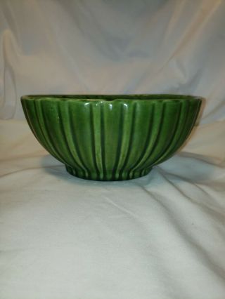 Vintage Haegar Pottery,  Ribbed Oval Green Footed Planter
