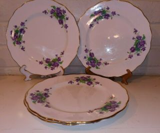 Set Of 4 Vintage Colclough Purple Lilac Salad Plates.  8 Inch.  Made In England