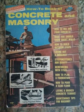 Vintage 1964 Fawcett Book How - To Book Of Concrete And Masonry
