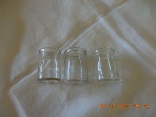 3 VINTAGE MINI MINIATURE RESTAURANT WARE CLEAR GLASS CREAMERS Toothpick Holders 2