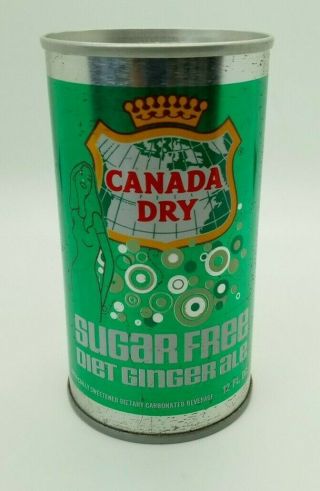 Vintage Canada Dry Diet Ginger Ale Soda Can,  Pull Tab,  Steel Can