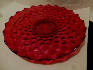 Elegant Red Fostoria American Ice Cube Cake Plate Large 14 Inches