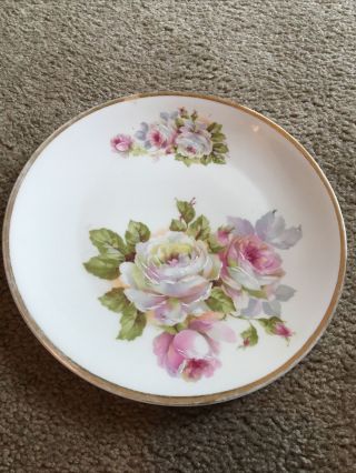 Vintage Ct Altwasser Germany Plate Hand Painted Rose Floral Gold Trim